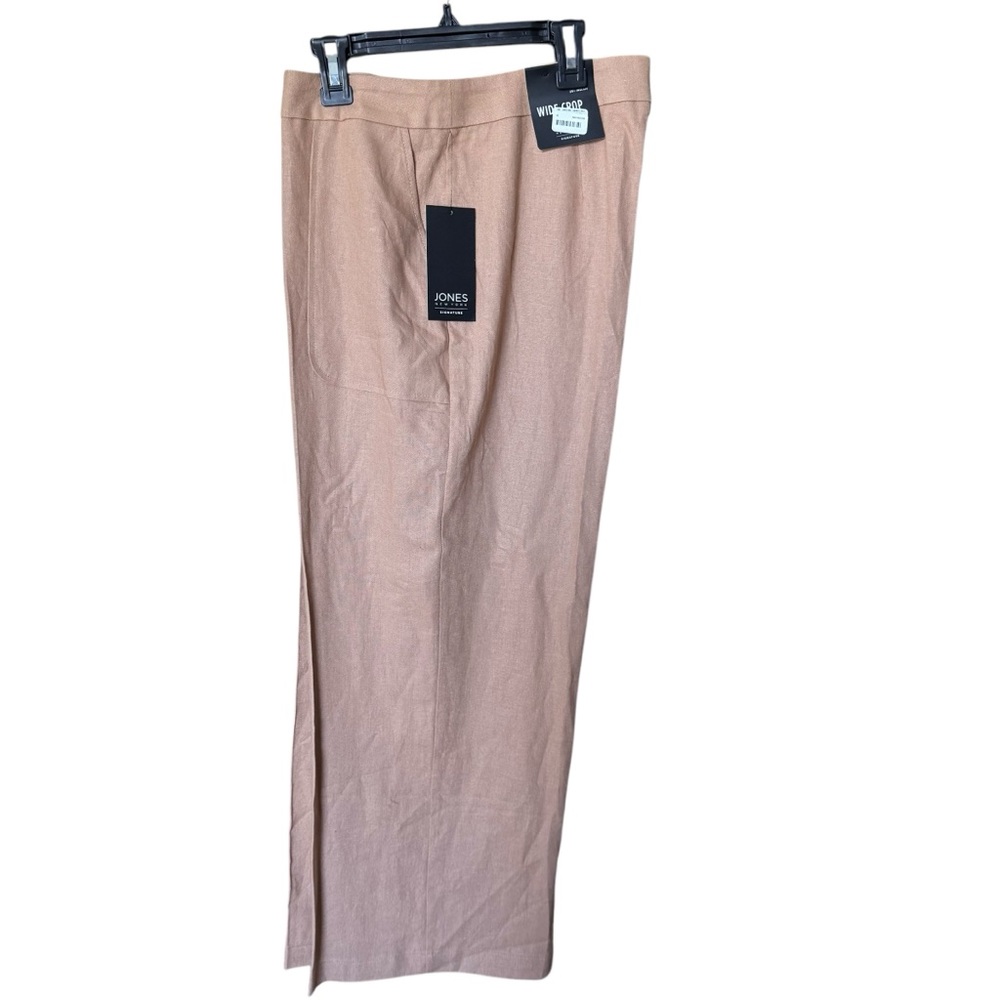 Jones Of New York Signature Women’s Wide Crop Pants Size 10 Tan Linen Blend NWT